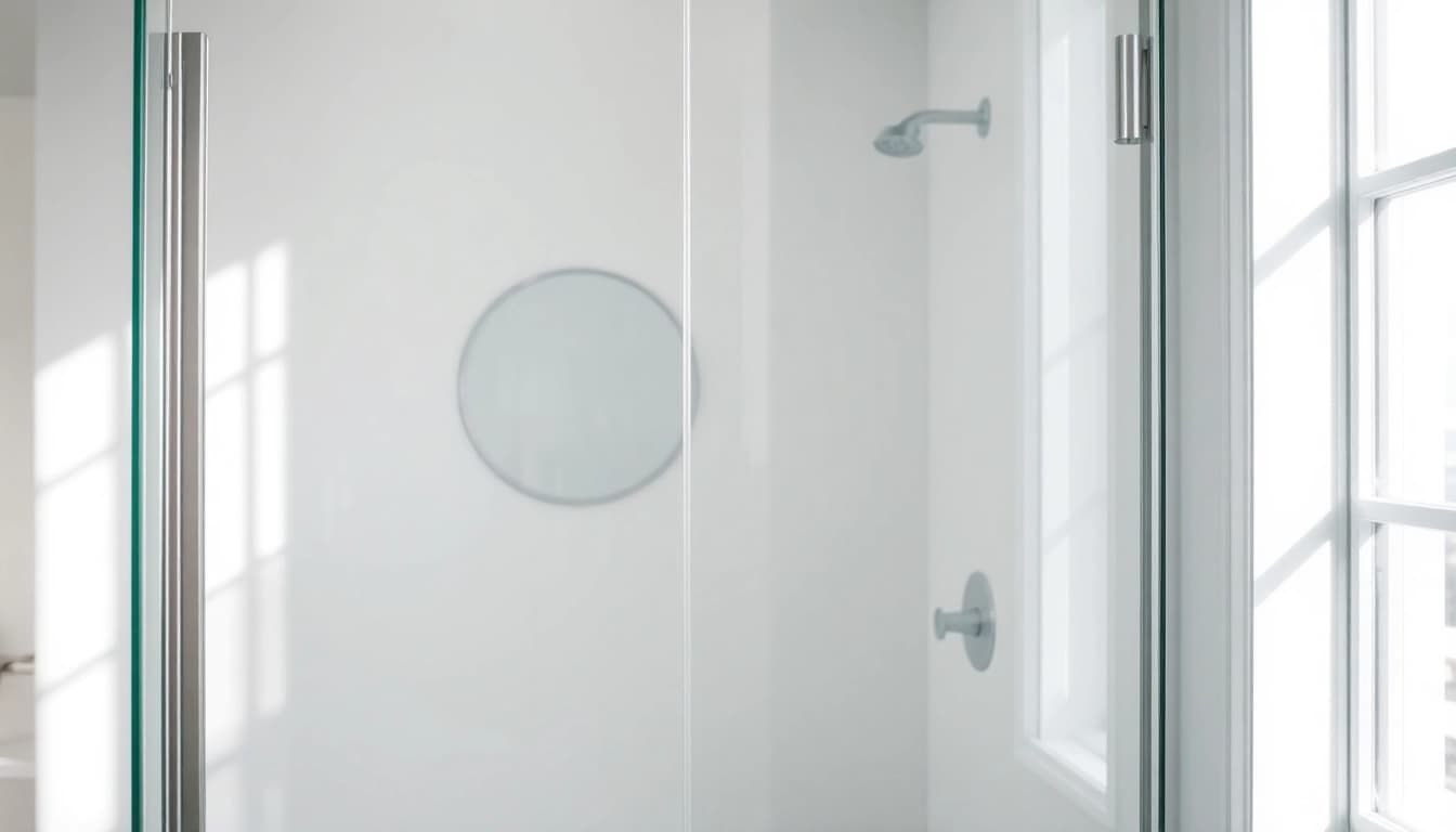 Elegant semi-frameless shower screen enhancing modern bathroom aesthetics.
