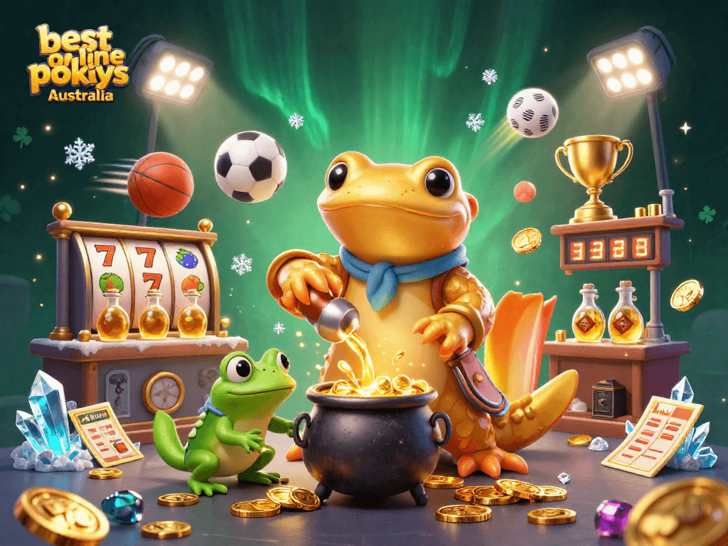 Experience the magic of the best online pokies Australia with a vibrant 3D scene full of golden rewards.