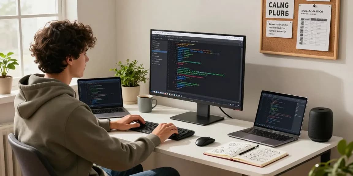 Developer coding with OpenClaw application interface in a modern home office