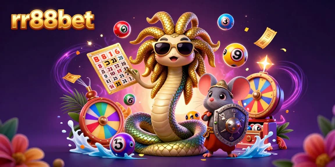 Experience the excitement of rr88bet with a vibrant 3D illustration of a friendly Medusa in a dynamic casino scene.