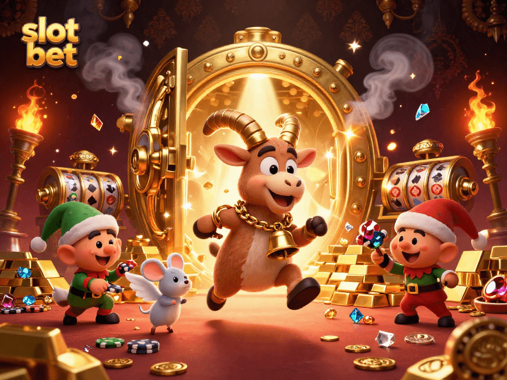 Permainan slot bet yang seru dalam ilustrasi kasino bernuansa horor dengan karakter unik.
