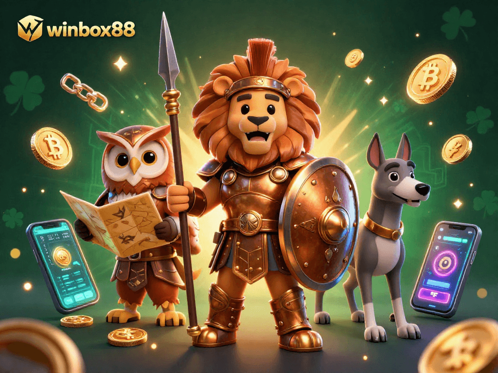 Experience winbox88 with strategic gaming and vibrant casino action in a dynamic 3D illustration.