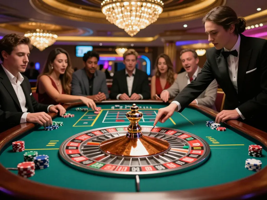 Players engaging in an exhilarating roulette game at a vibrant casino showcasing sc88 betting excitement.