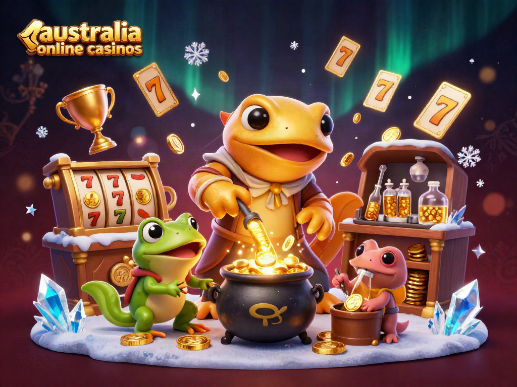 Experience thrilling action at australia online casinos with a golden alchemist and magical elements.