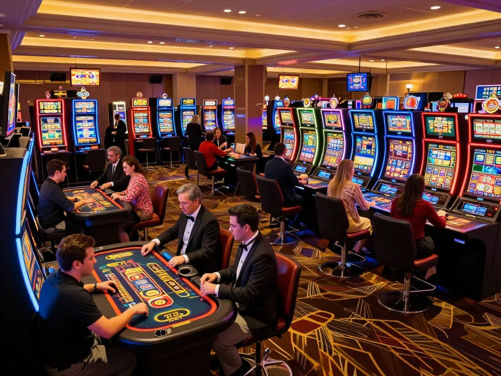 Players engaging with exciting games at 8kbet casino, showcasing dynamic gameplay and vibrant atmosphere.