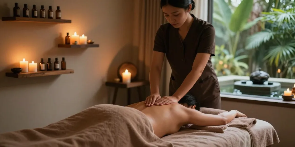 Massage therapy session showcasing relaxing ambiance and professional touch in a soothing spa environment.