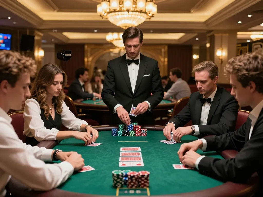 Players engaging in a strategic poker game at w 88 casino, showcasing intense focus and colorful chips.