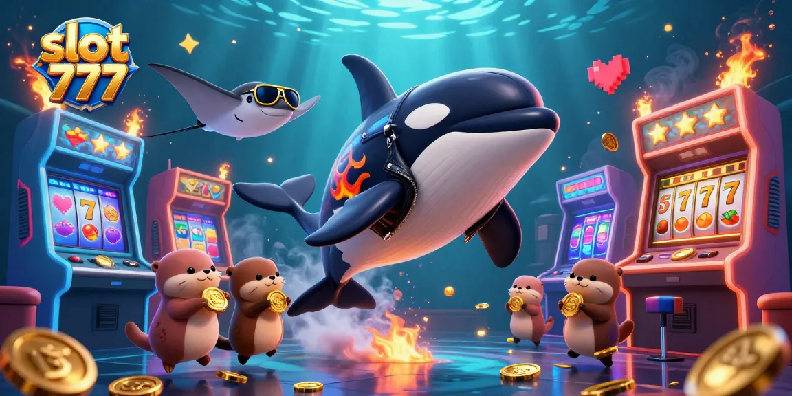 Spin big with slot 777 in this vibrant underwater casino scene featuring golden coins and playful characters.