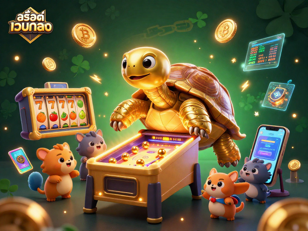 Engage with สล็อตเว็บตรง through a vibrant 3D scene filled with exciting slot elements and crypto currency excitement.