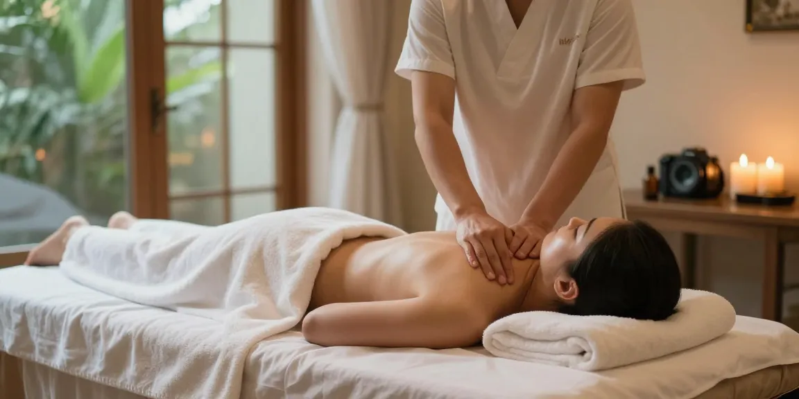 Massage therapy session featuring a skilled therapist providing a relaxing massage with soothing oils.