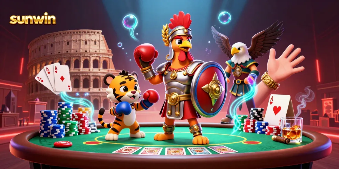 Experience thrilling adventures at sunwin with our dynamic casino characters in an exciting poker scene.