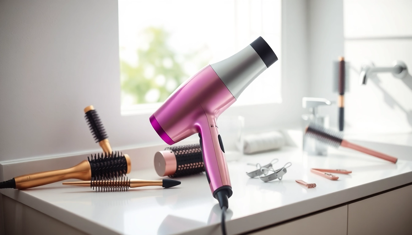 Enhance your hair styling routine with a premium Ionic hair dryer featuring sleek design and modern aesthetics.