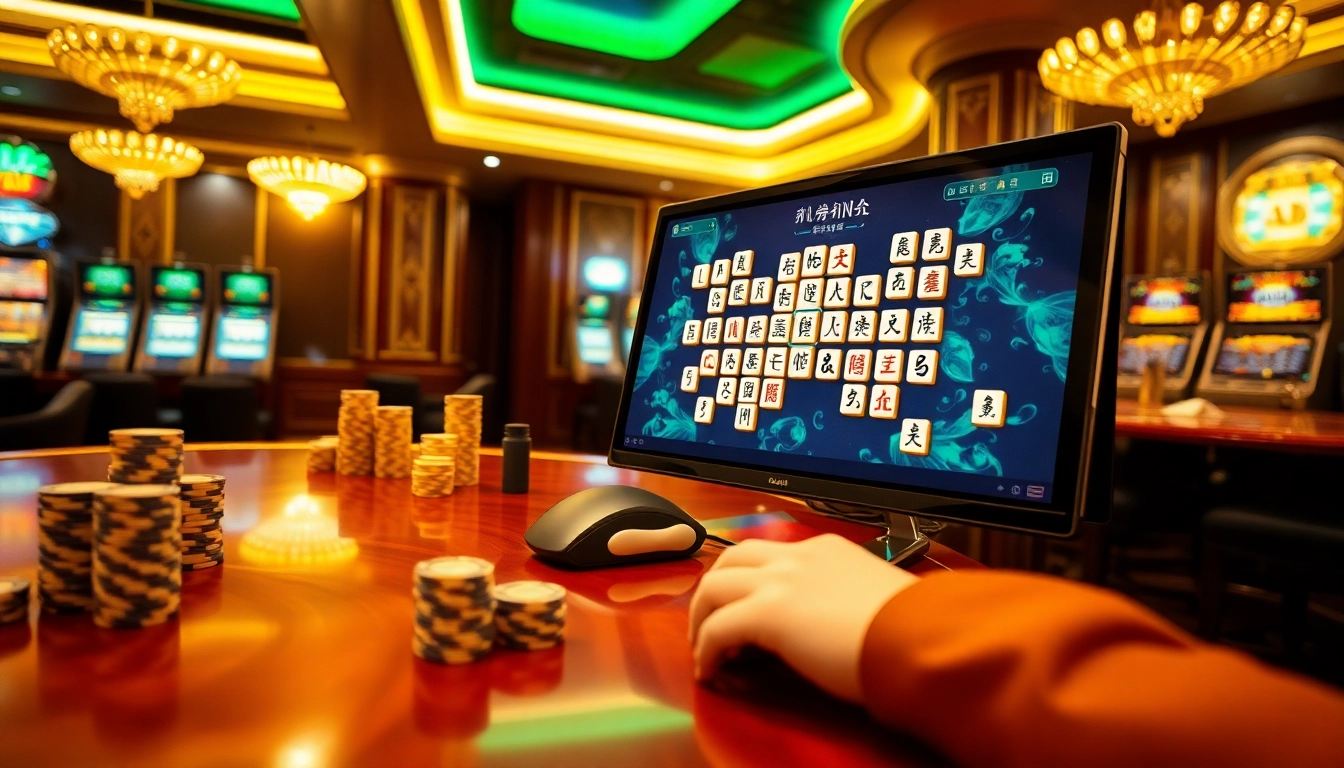 Main Link Mahjong sambil menikmati kegembiraan dan strategi dalam suasana kasino mewah.