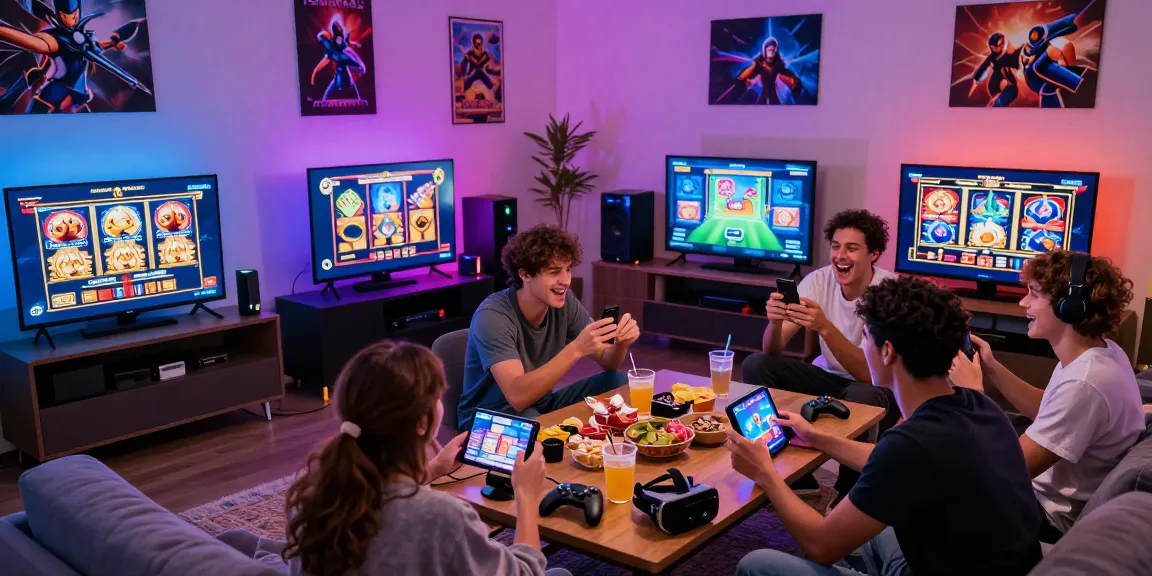 Social gaming atmosphere with friends enjoying slot88 resmi on devices.