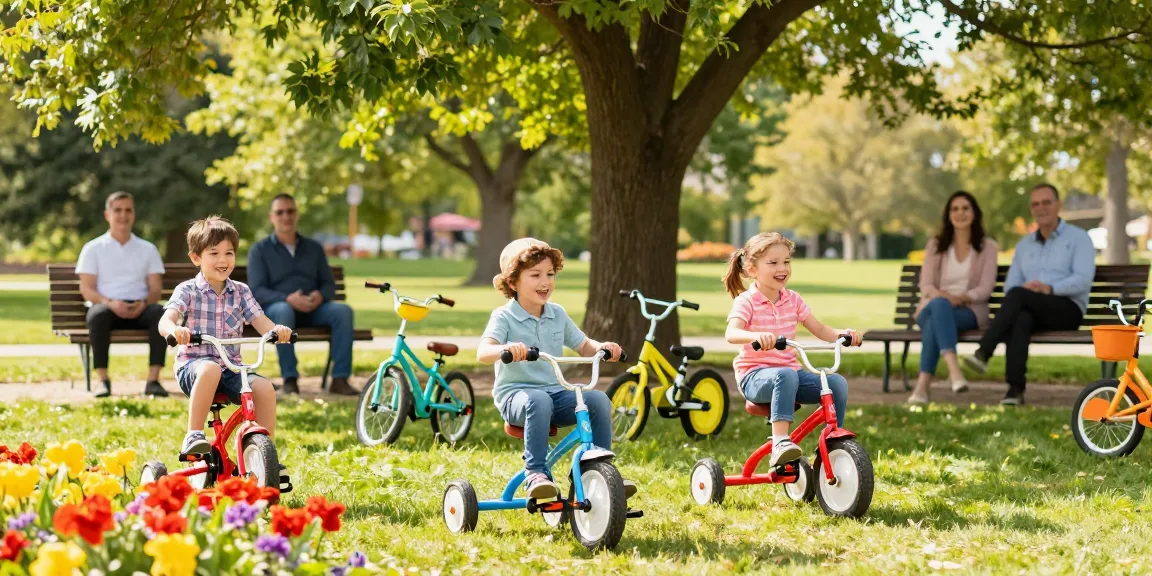 Best kids tricycles bringing joy as children ride through a sunny park.