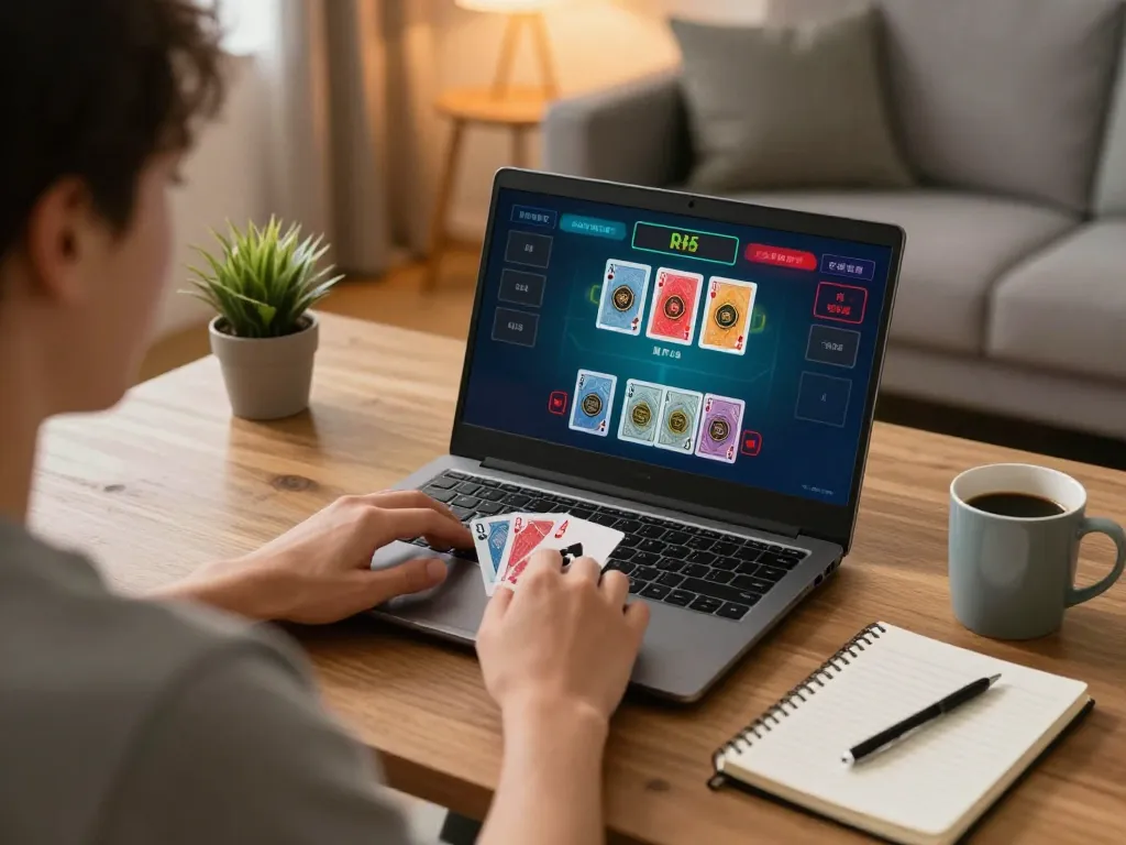 open88 user playing blackjack online in a cozy, strategic setting