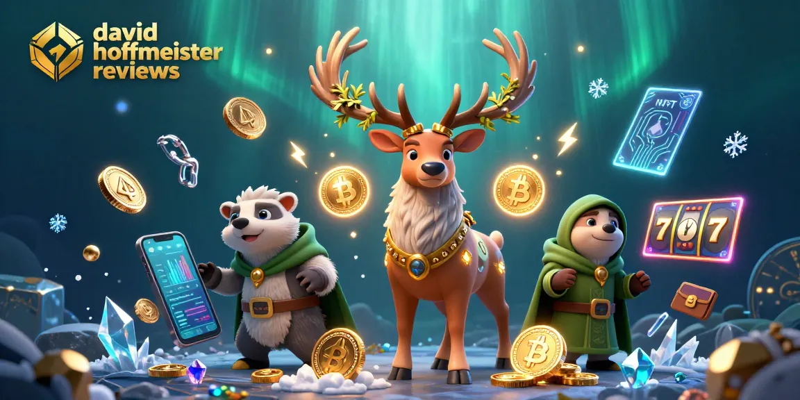 Engage with david hoffmeister reviews through an immersive casino scene featuring glowing cryptocurrencies and slot elements.