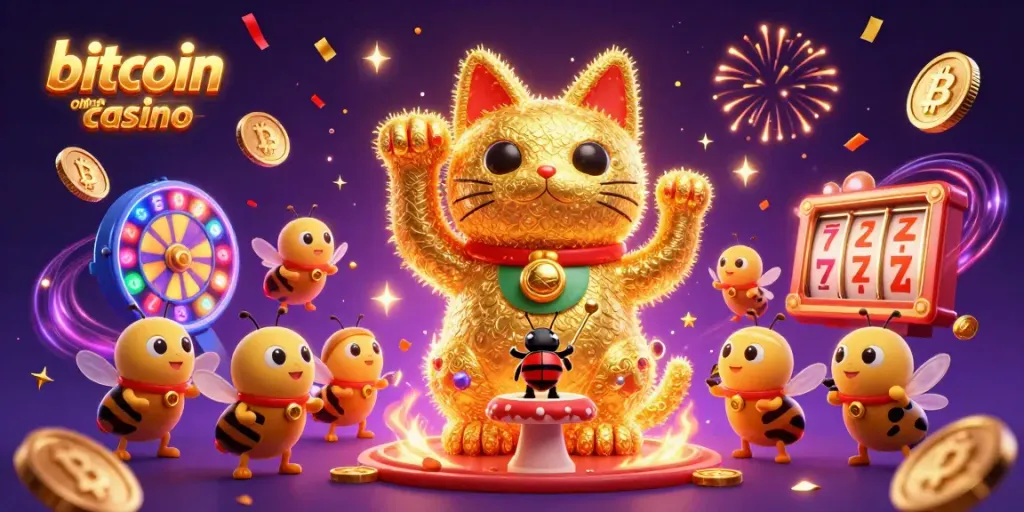 Experience thrills at a bitcoin online casino with dynamic visuals and spinning slot reels.