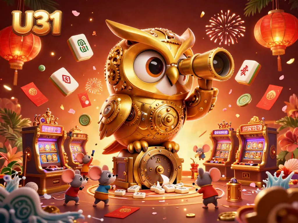 Experience gaming excitement with U31 showcased in a vibrant 3D casino illustration featuring lively characters and colorful elements.
