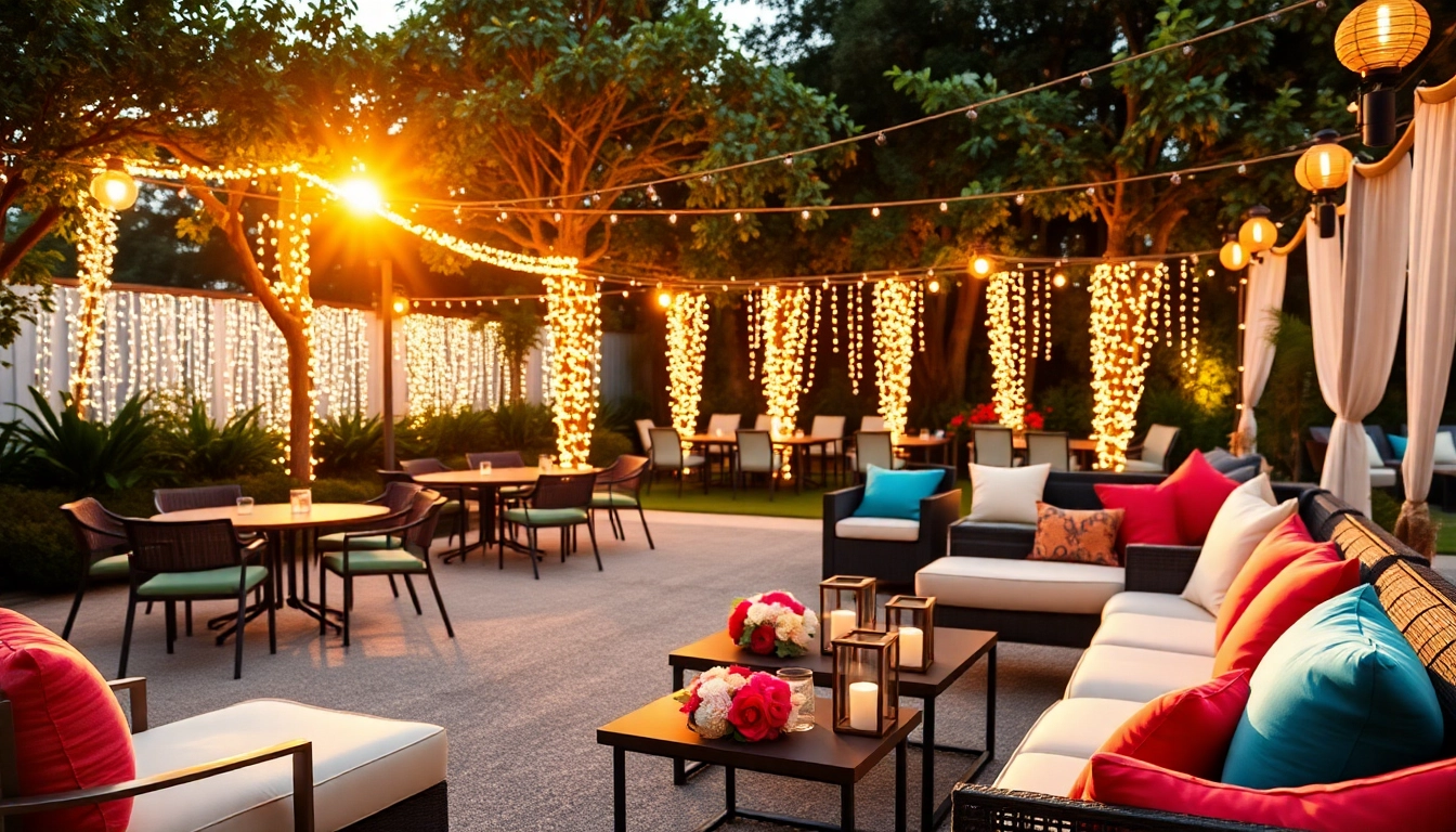 Transform your event with elegant Event Furniture Rentals in a stunning outdoor setup.