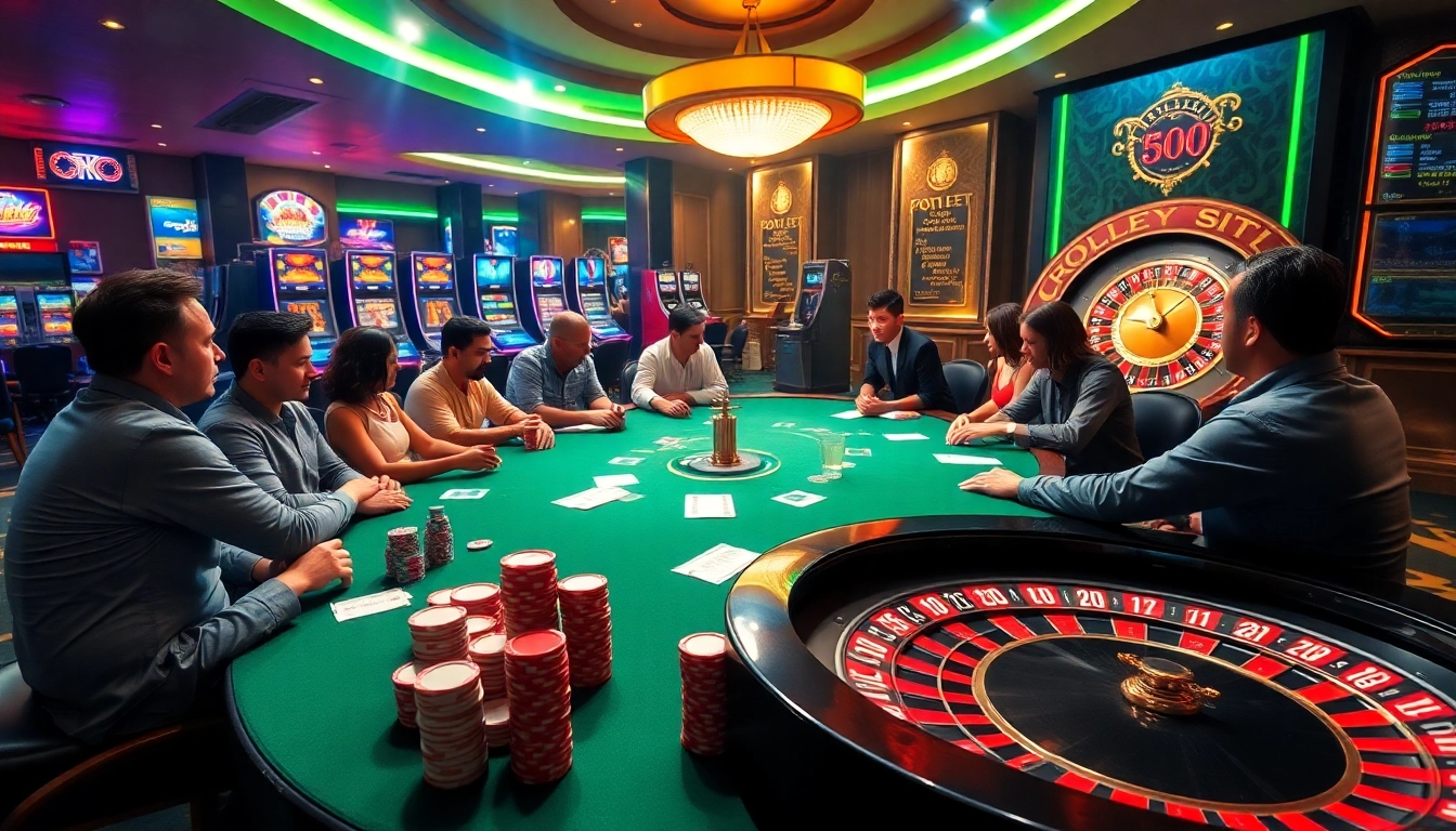 Pemain yang fokus pada taruhan Togel Sumo di meja poker kasino yang penuh warna.