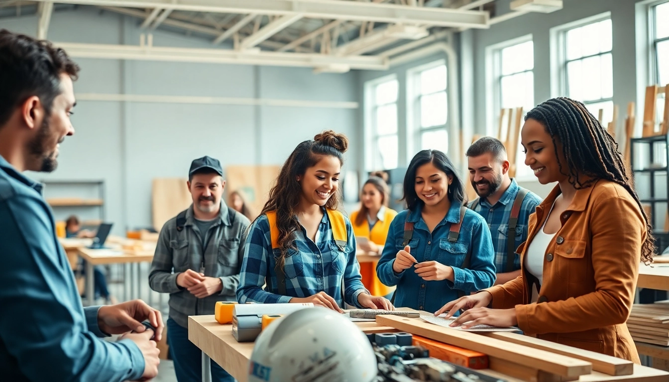 Engage in construction training programs with hands-on experience in a well-lit training facility.