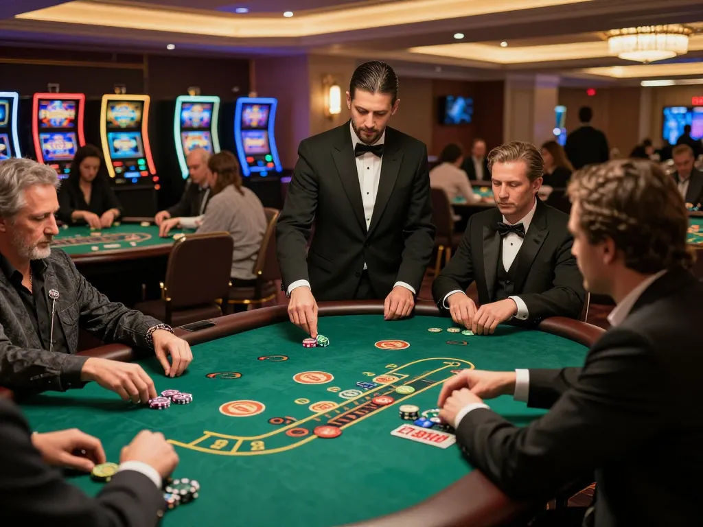 Players enjoying casino games at AE888 with professional dealers creating a vibrant atmosphere.