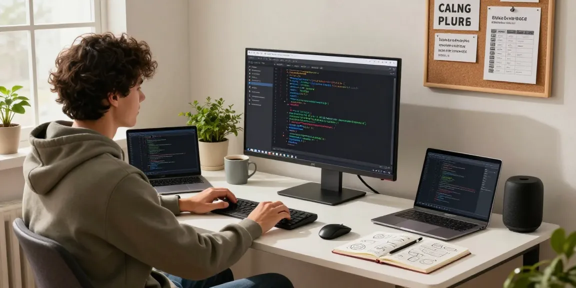 Developer coding with OpenClaw application interface in a modern home office