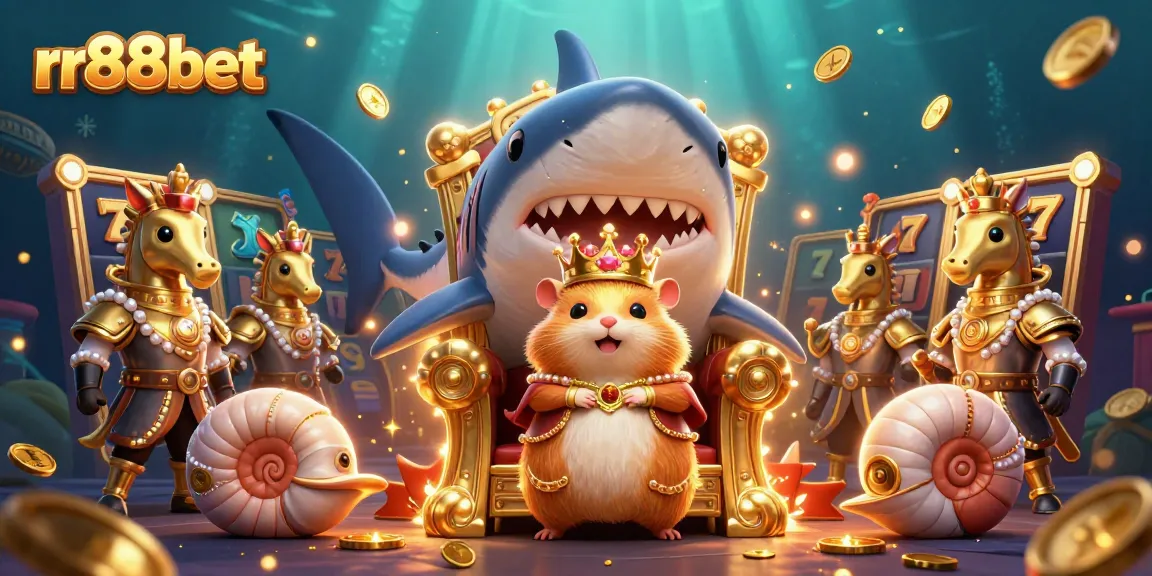 Experience rr88bet with vibrant casino thrills featuring a golden hamster king and dynamic slots atmosphere.
