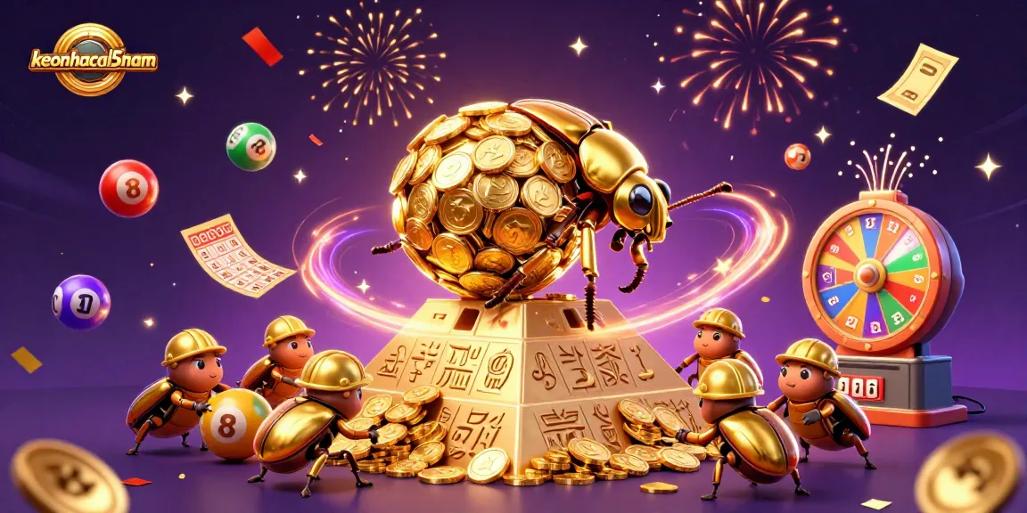 Experience thrilling gambling action with keonhacai5nam as golden coins, lottery balls, and exciting prizes collide!