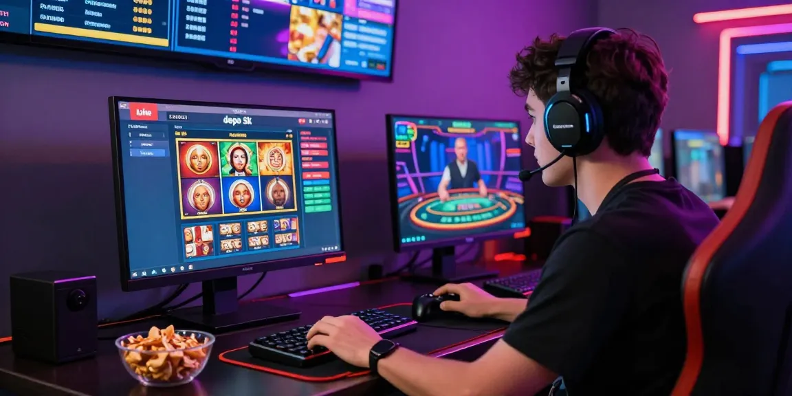 Engaging player enjoying slot depo 5k games in a vibrant online casino setting, showcasing colorful interface and immersive atmosphere.