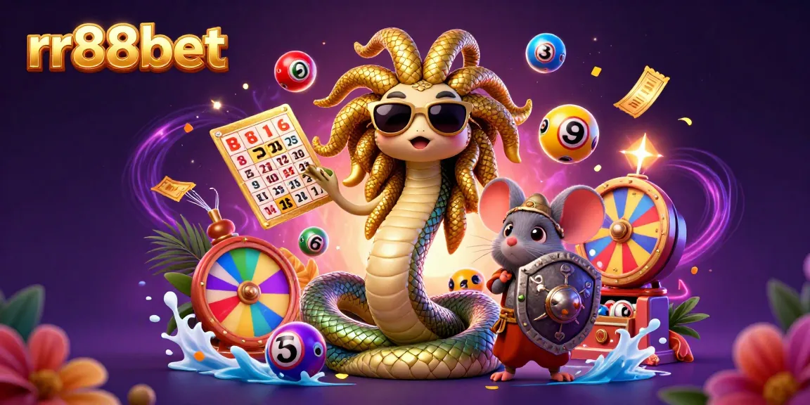 Experience the excitement of rr88bet with a vibrant 3D illustration of a friendly Medusa in a dynamic casino scene.