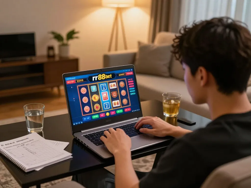 Experience thrilling gaming on rr88bet with an engaging online casino setup at home.