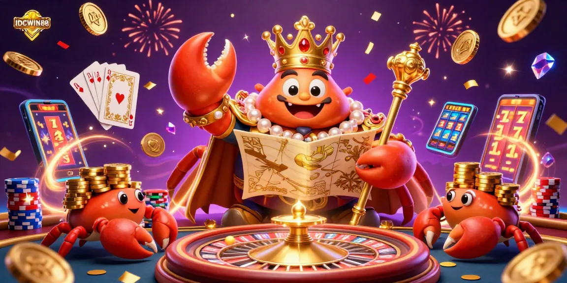 Experience thrilling gameplay at IDCWIN88 with a vibrant 3D casino illustration showcasing dynamic elements and rich graphics.