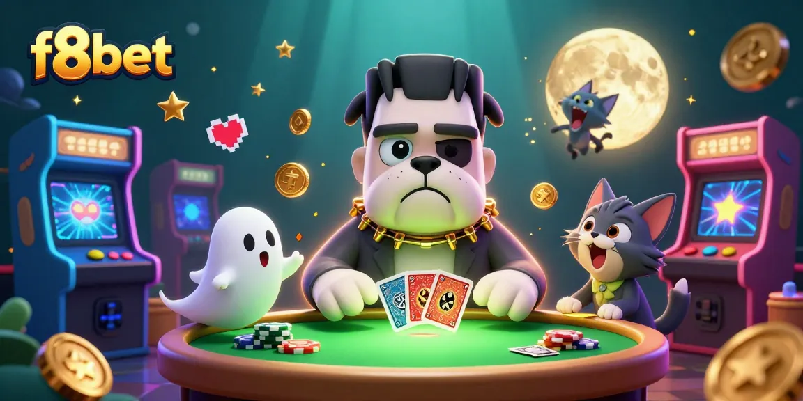 Engage with f8bet at an electrifying 3D casino scene filled with animated characters and vibrant gaming elements.