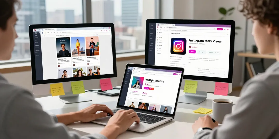 Using Insanony to view Instagram stories anonymously in a modern workspace