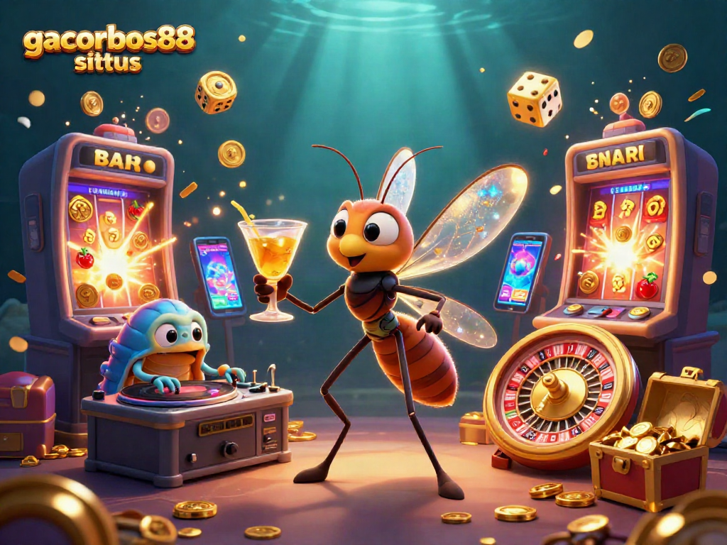 Experience the excitement of gacorbos88 situs with a vibrant casino-themed 3D illustration.