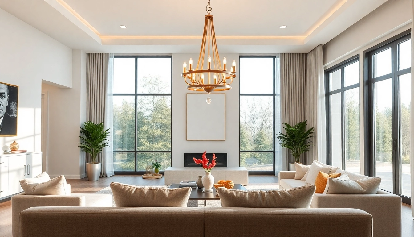 Illuminate your space with stylish fixtures from Shop ModernLighting, featuring a modern chandelier in a contemporary setting.