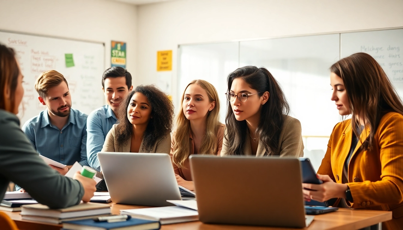 Engaged group studying for their certification exam support with focused determination.